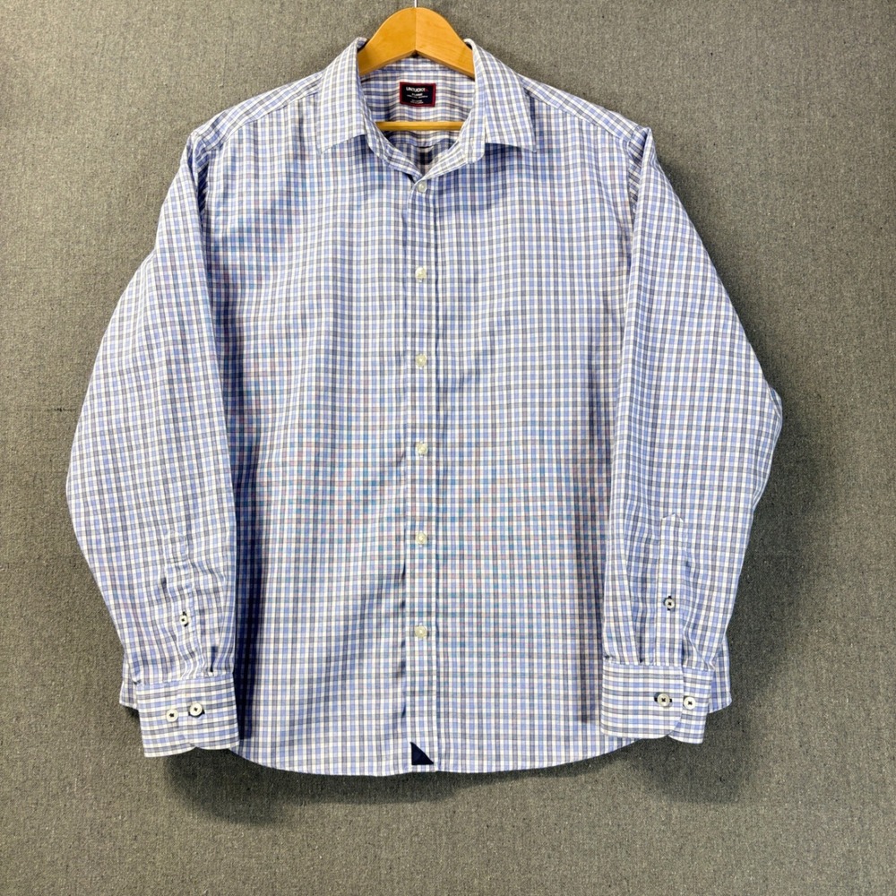 UNTUCKit Durif-WF Men XL Relaxed Fit Blue Plaid Long Sleeve Button Down Shirt